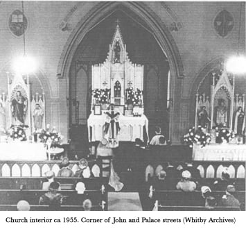 Church interior ca. 1955. Corner of John and Place Streets